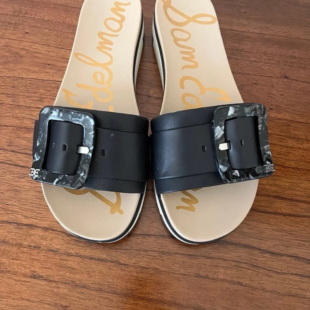 Sam Edelman Black Slide Sandals with Buckle - Picture 4 of 8